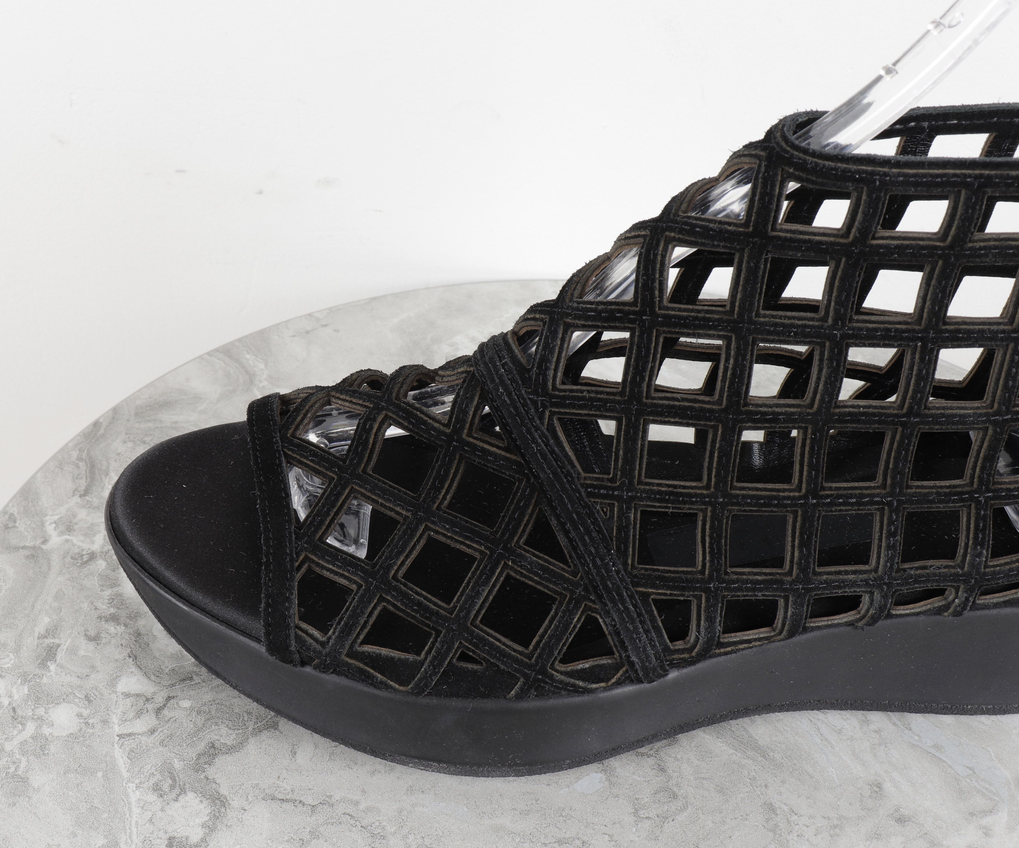 Burberry BURBERRY PRORSUM Suede Black Cage Gladiator Sandals Size US 9.5 / IT 39.5 - 2 Thumbnail