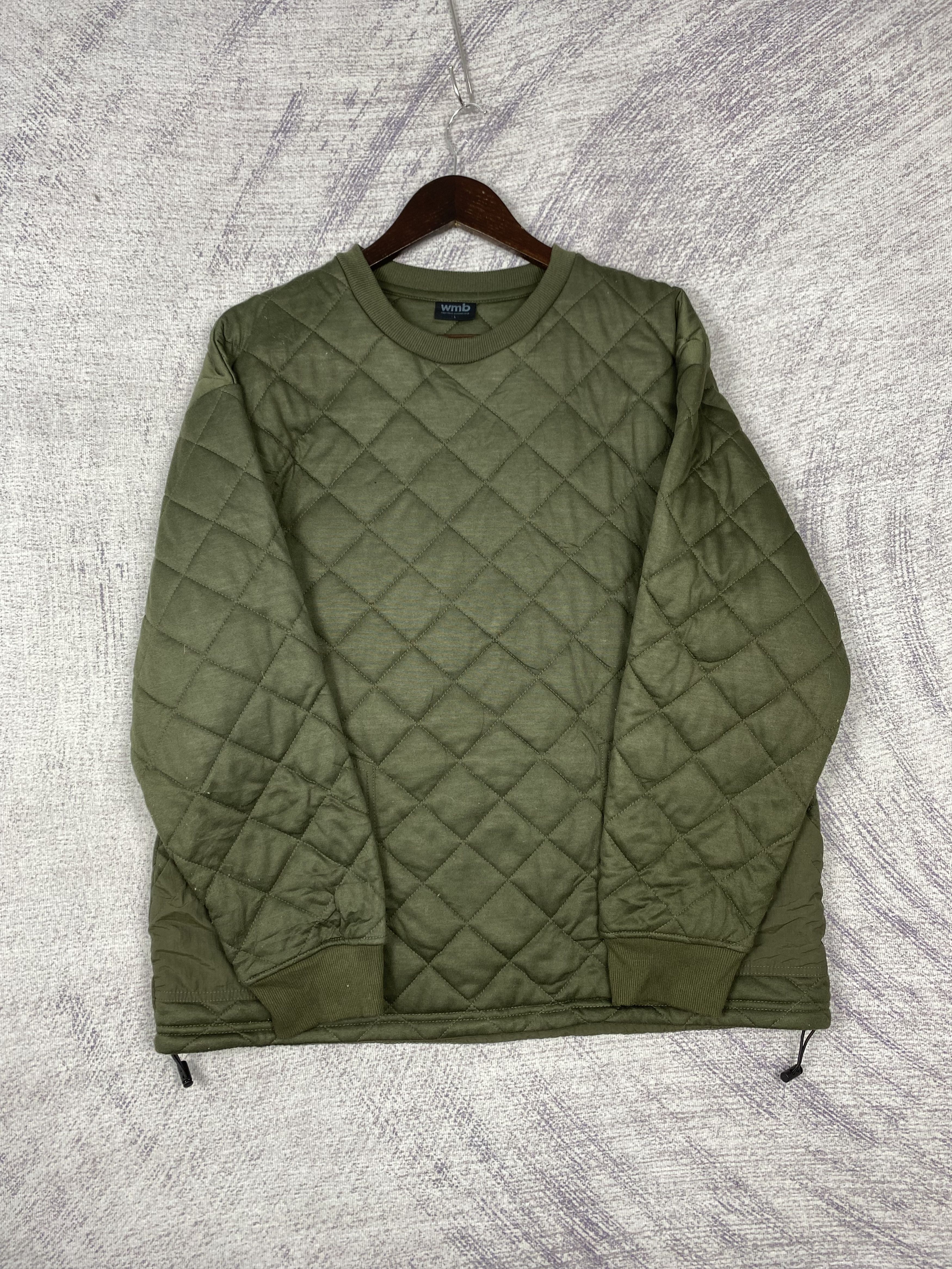 Japanese Brand Vintage WMB Olive Quilted Pullover Crewneck Sweatshirt Size US L / EU 52-54 / 3 - 3 Thumbnail