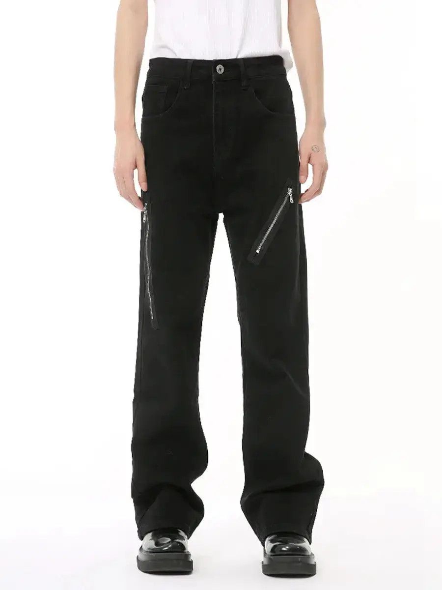 Japanese Brand Retro loose zipper patchwork micro flared jeans Size US 32 / EU 48 - 6 Thumbnail