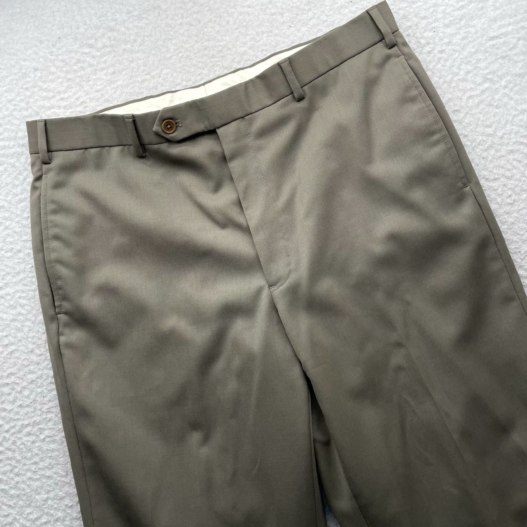 Brooks Brothers Brooks Brothers Madison Fit Dress Pants Mens 35x32 Olive Green Wool Flat Front Size US 35 - 2 Thumbnail