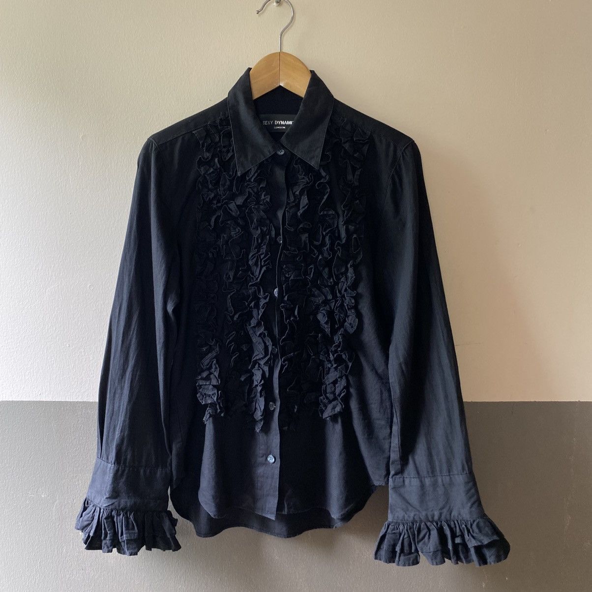 Seditionaries SEXY DYNAMITE Y2K Punk Black Ruffled Long Sleeve Blouse Size S / US 4 / IT 40 - 19 Thumbnail