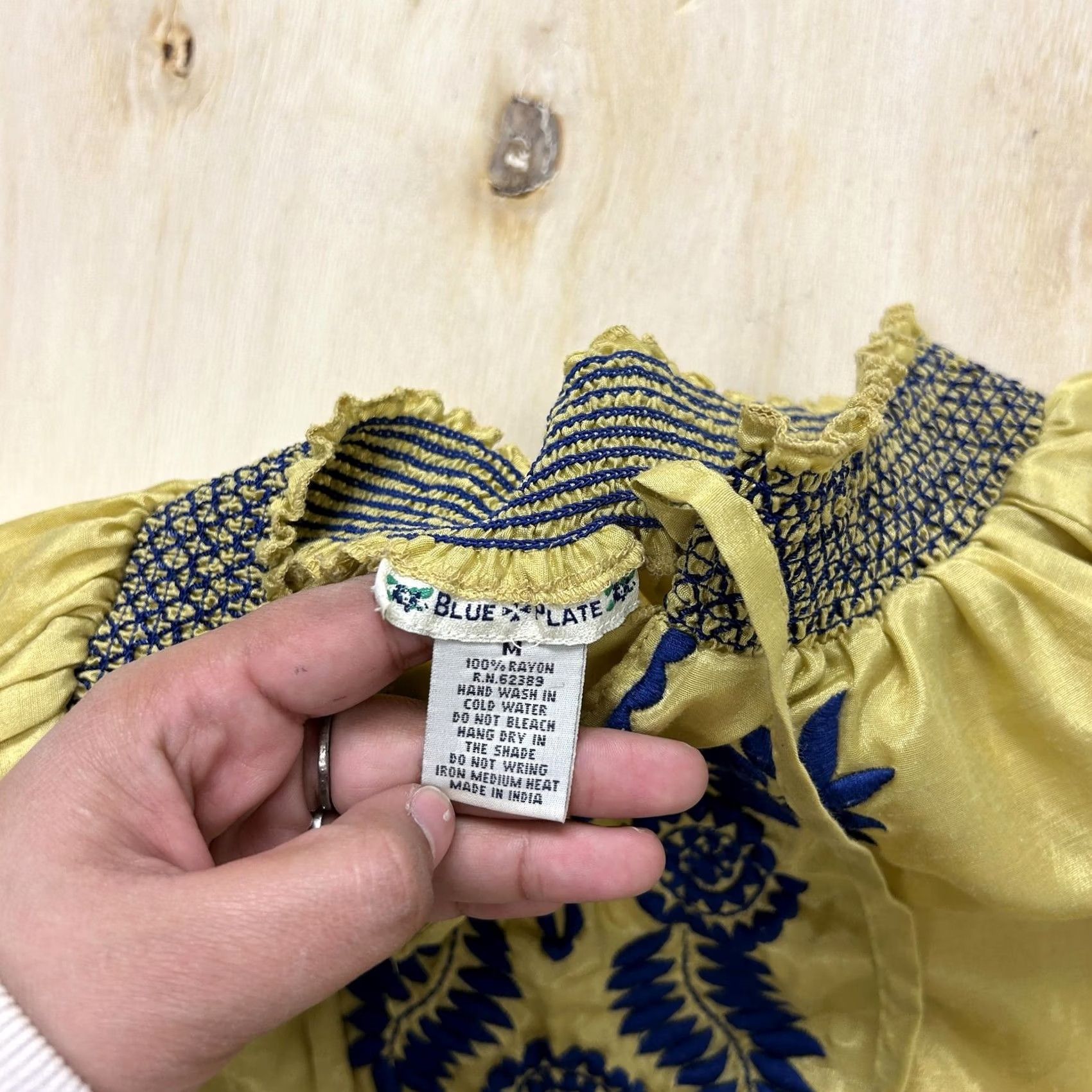 Vintage Y2K Blue Plate Tunic Top Womens Medium Green Embroidered 3/4 Sleeve Blouse Boho Size M / US 6-8 / IT 42-44 - 6 Thumbnail