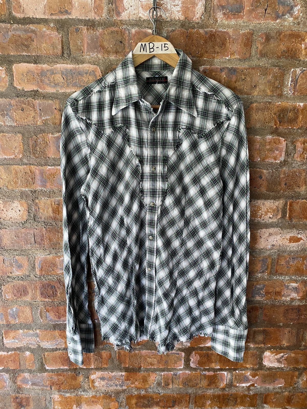 5351 POUR LES HOMMES 2000s Morgan Home Unfinished fringe shadow shirt Size US M / EU 48-50 / 2 - 2 Thumbnail