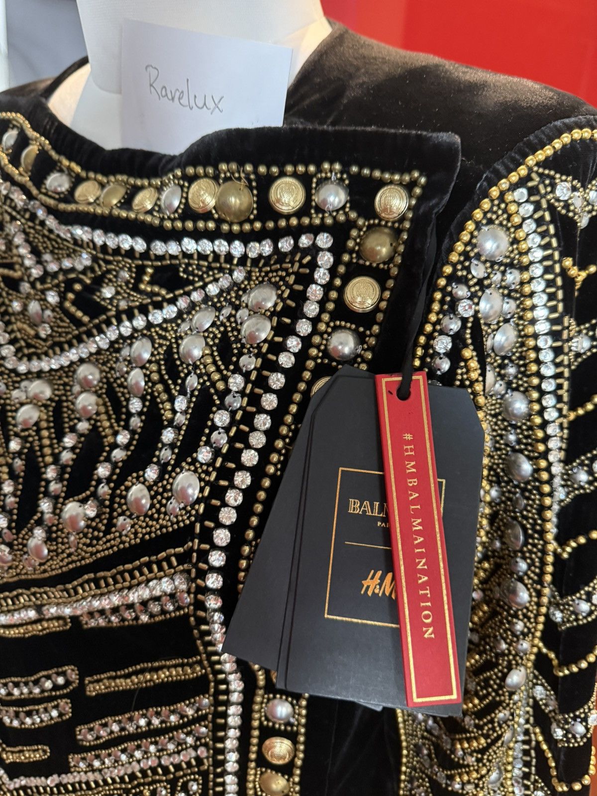 Balmain H&M Balmain Velvet Pearl Beaded Jacket Brand New Size M / US 6-8 / IT 42-44 - 5 Thumbnail