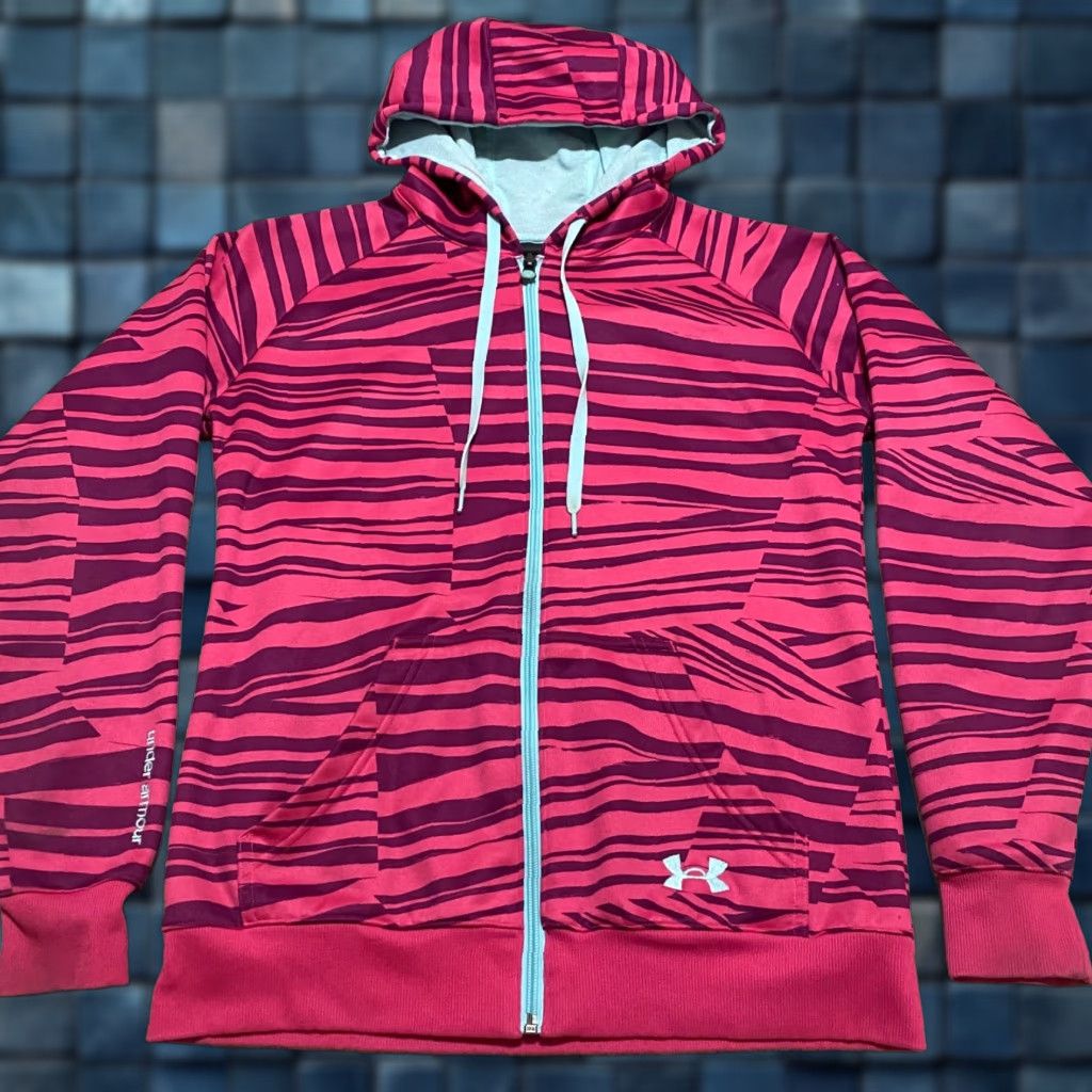 Under Armour Under Armour Hoodie Womens Small Multicolor Striped Full Zip Hooded Semi Fitted Size S / US 4 / IT 40 - 1 Thumbnail