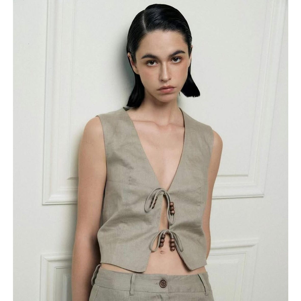 Zara ZARA Linen Tie-Front Vest NWT Size US L / EU 52-54 / 3 - 11 Thumbnail