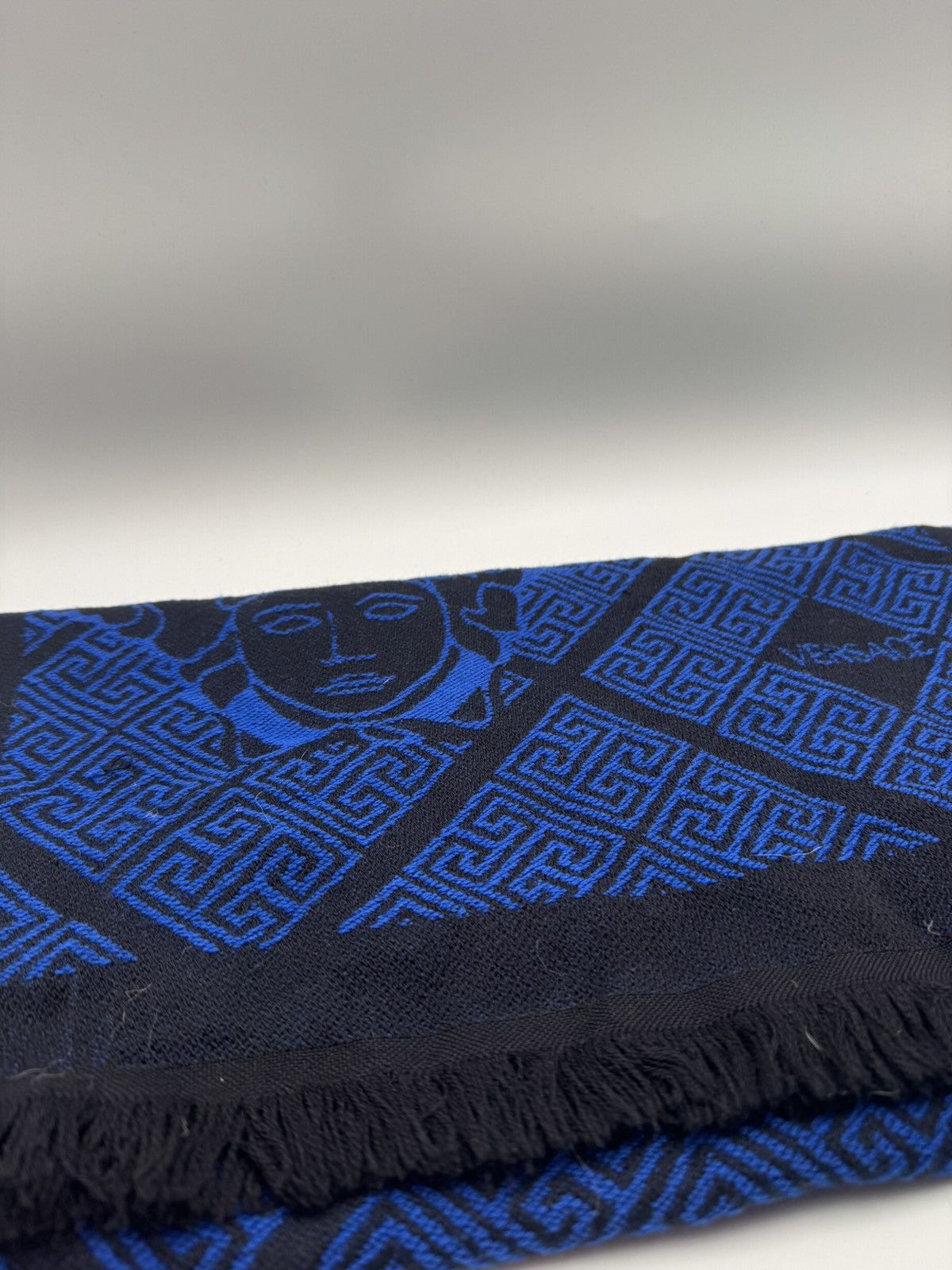 Versace Versace Medusa Wool Scarf - Black/Blue Size ONE SIZE - 2 Thumbnail