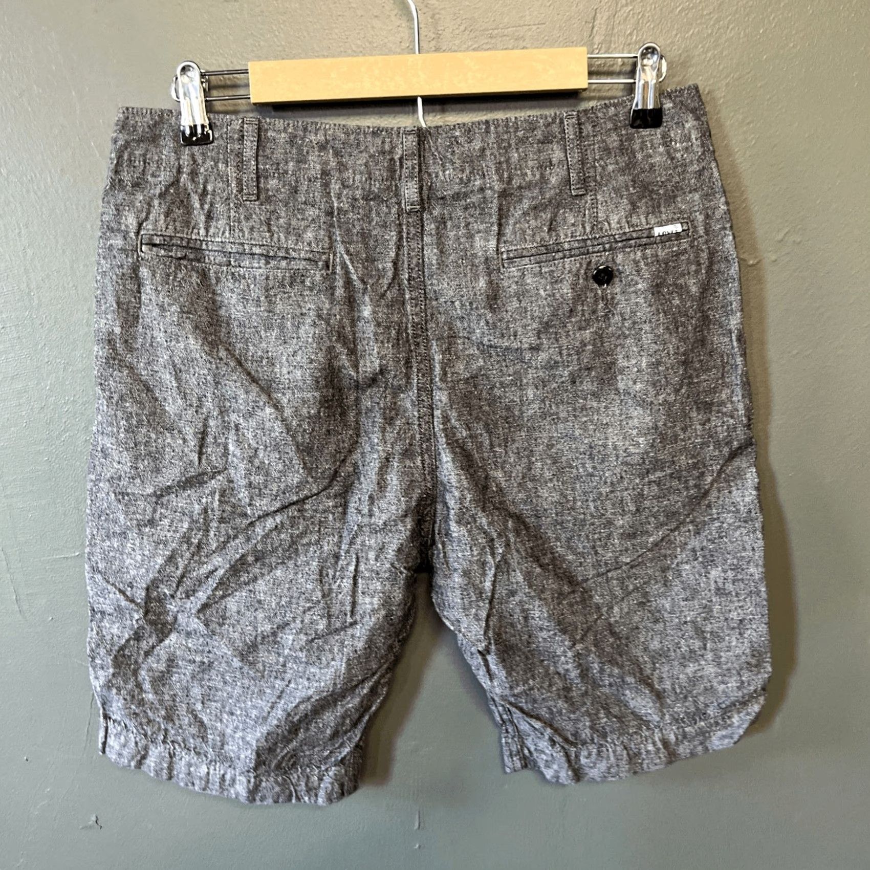 CO VINTAGE Levi Strauss & Co Mens | 32 | Linen Blend Shorts | Gray | Pockets | Chino | (If NOT vintage) Size US 32 / EU 48 - 3 Thumbnail