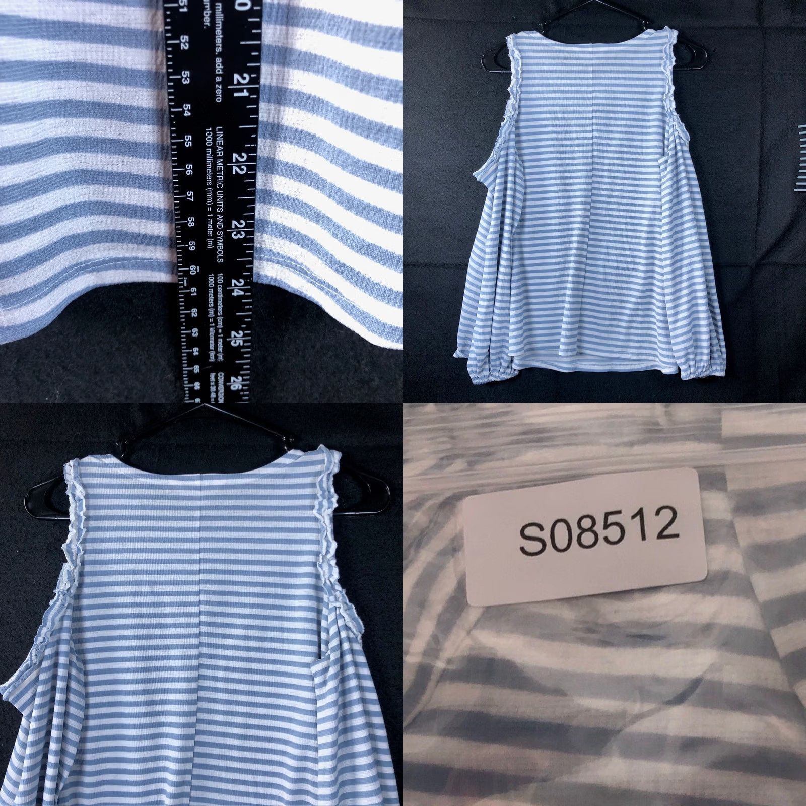 Lauren Conrad LC Lauren Conrad Womens Shirt Blue White Striped Cold Shoulder Long Sleeve Small Size S / US 4 / IT 40 - 8 Thumbnail
