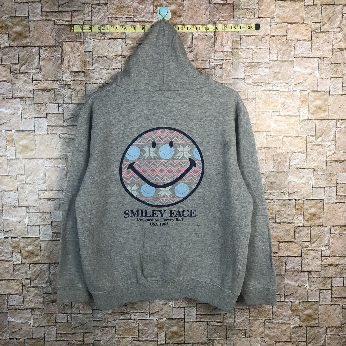 Japanese Brand Harvey Ball Smiley Face like kapital Grey Hoodie sweater#A67 Size US M / EU 48-50 / 2 - 1 Thumbnail