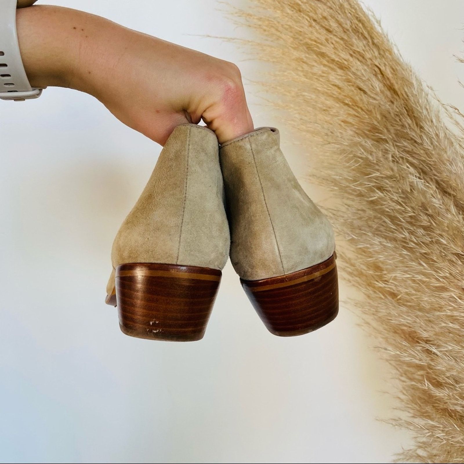 Nordstrom SAM EDELMAN Beige Tan Suede Leather Ankle Boot Booties Shoes Size US 9.5 / IT 39.5 - 4 Thumbnail