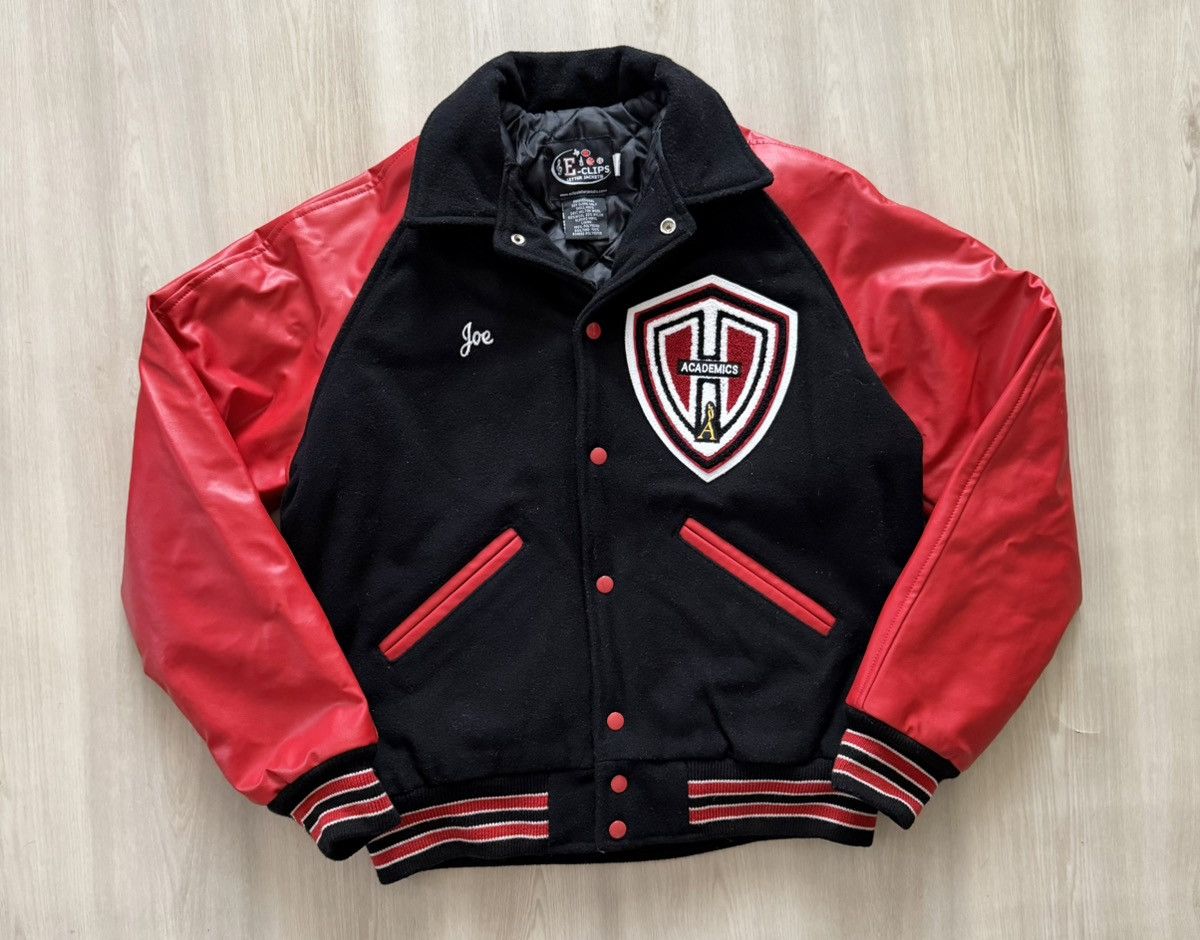Vintage Vintage Y2K Varsity Letterman Bomber Black / Red Patch Sz M Size US M / EU 48-50 / 2 - 2 Thumbnail