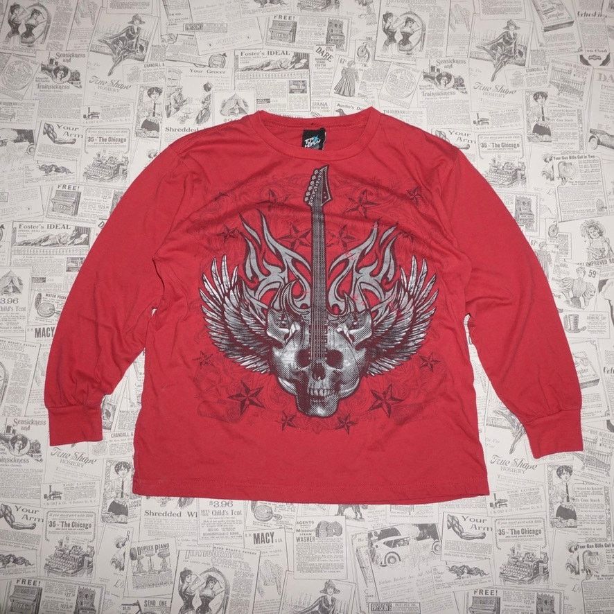 Vintage Large - Vintage Y2K top-heavy skull tribal flame guitar tee Size US L / EU 52-54 / 3 - 1 Thumbnail