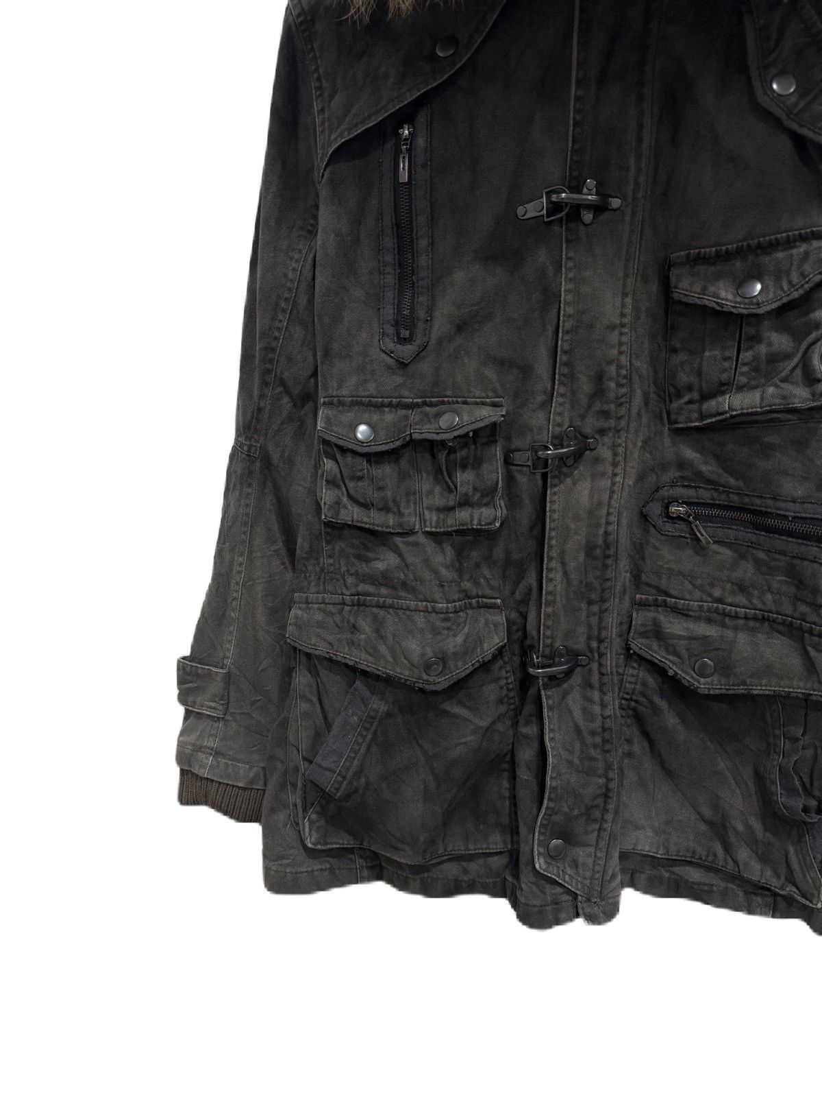 GOA JAPAN BRAND BLACK DISTRESS HOODIES FUR RACCON MULTI POCKET Size US L / EU 52-54 / 3 - 5 Thumbnail