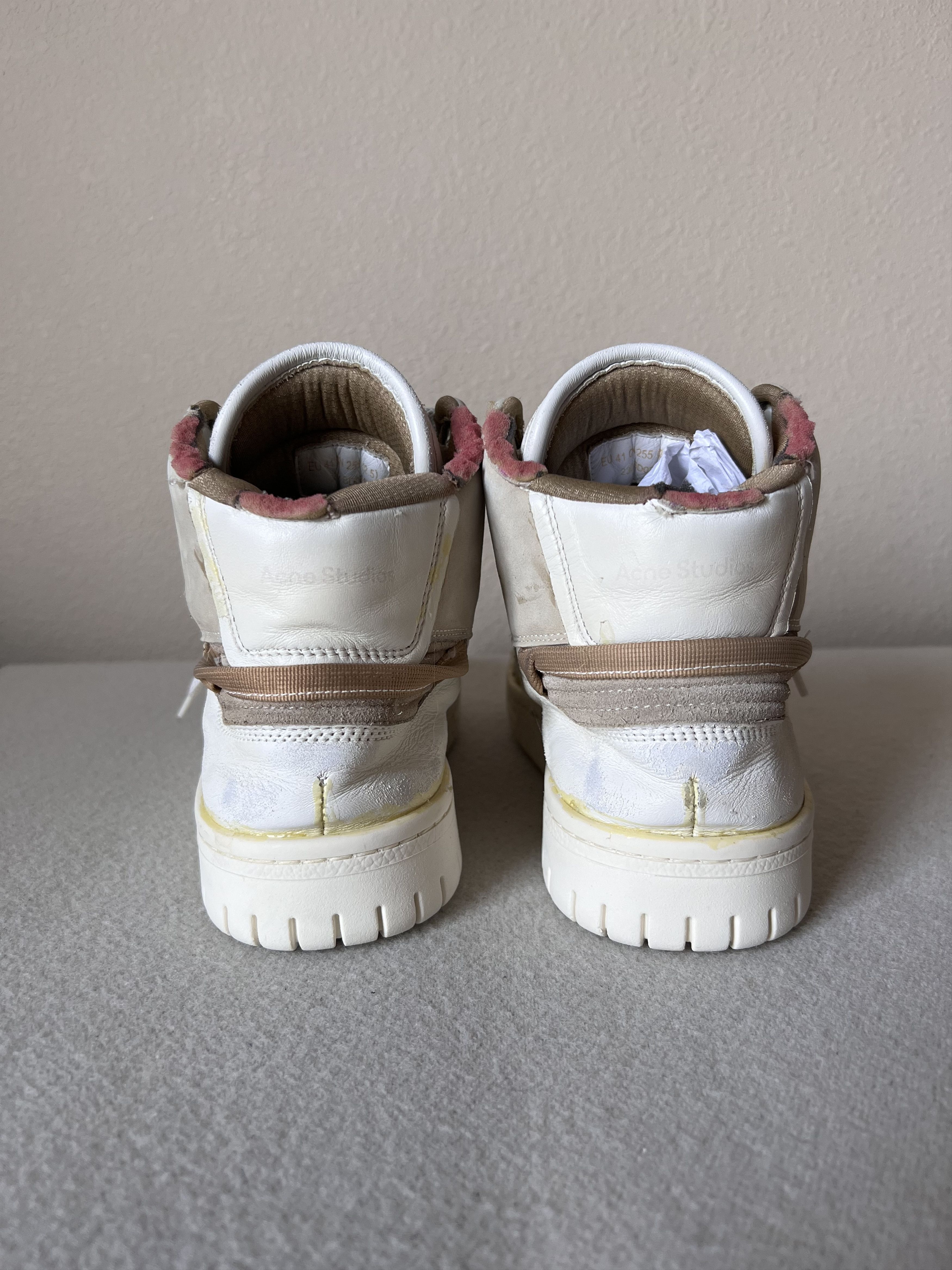 Acne Studios Acne Studios High Destroyed Leather Sneakers in White Size US 8 / EU 41 - 5 Thumbnail