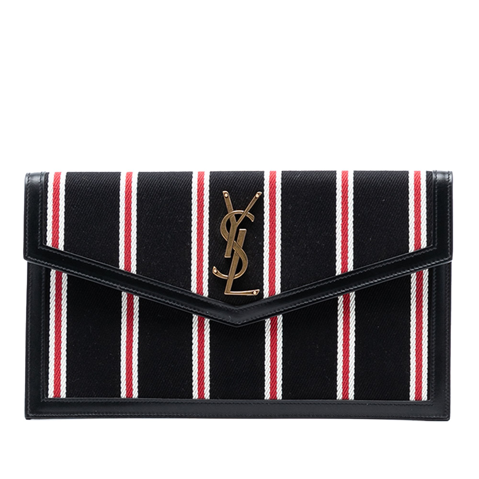 Yves Saint Laurent Yves Saint Laurent Canvas Striped Uptown Pouch Size ONE SIZE - 1 Thumbnail