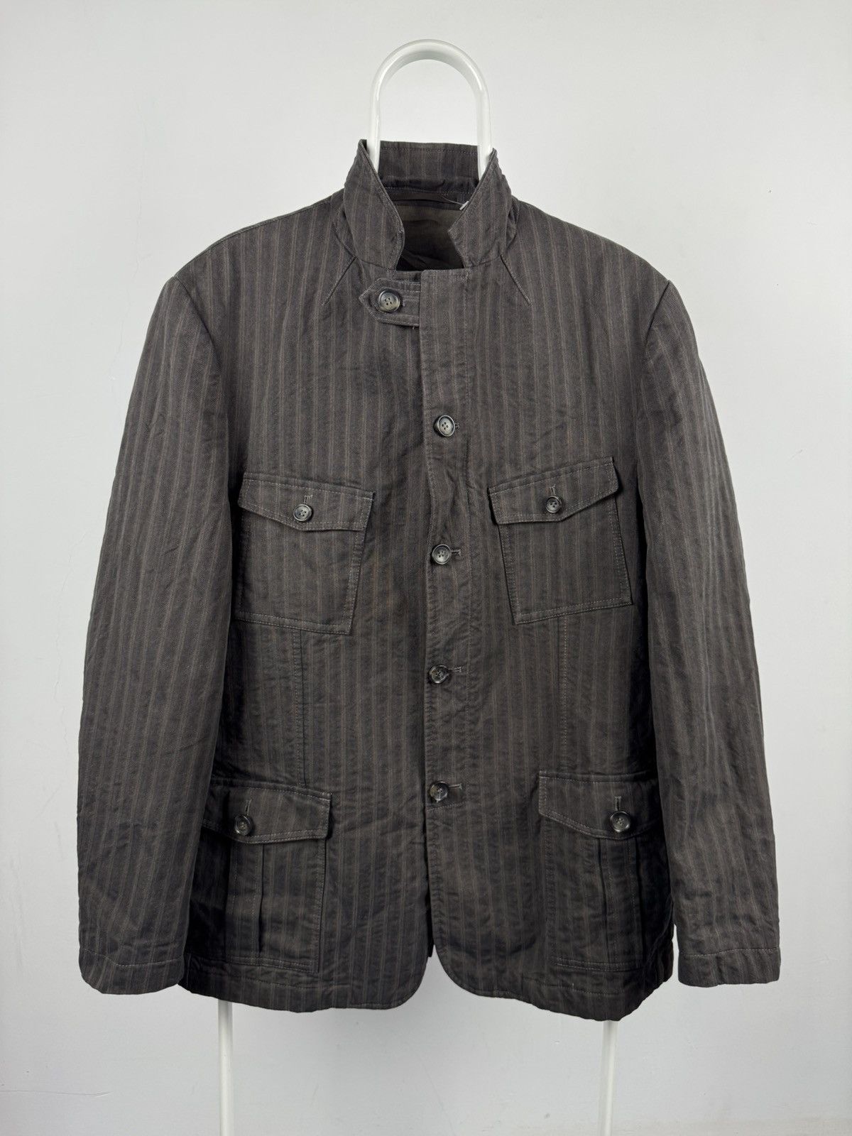 Urban Classics Luigi Morini Blue Safari Blazer Military Style Zip Jacket Size 54R - 1 Thumbnail