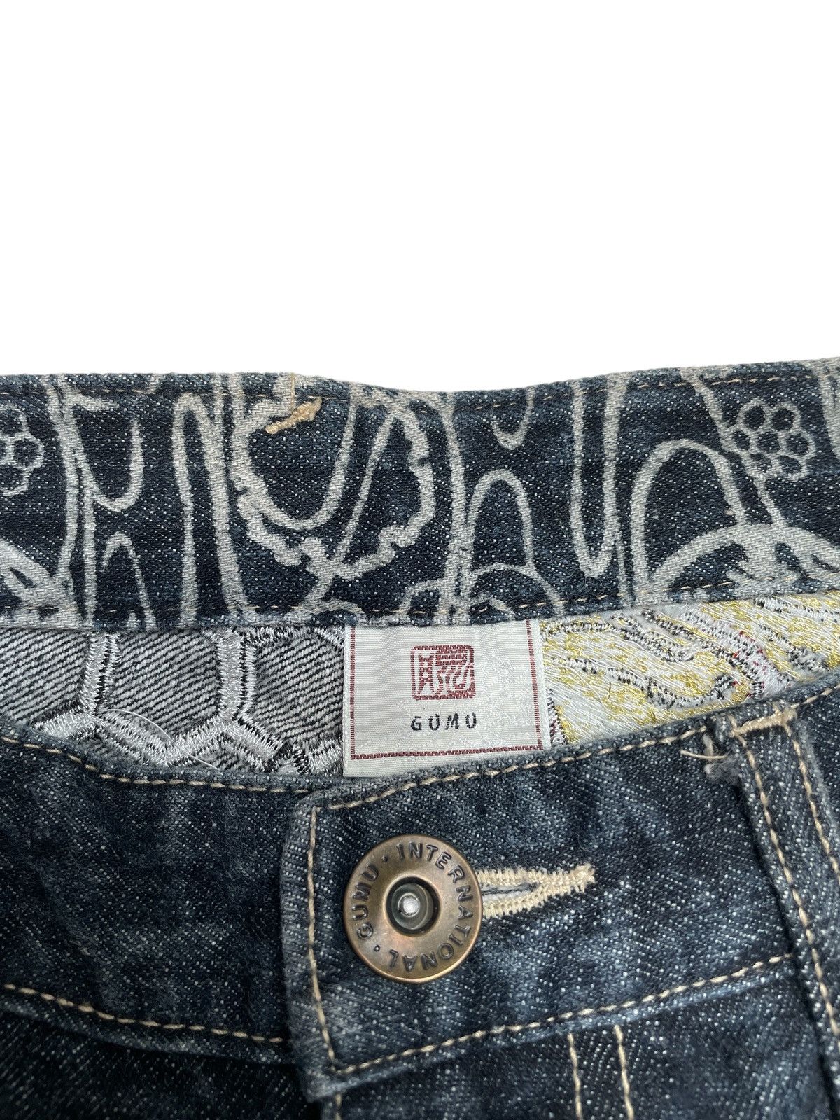 If Six Was Nine Rare Design Vintage Japanese Brand GUMU Sukajan Jeans 1990s Size US 31 - 10 Thumbnail