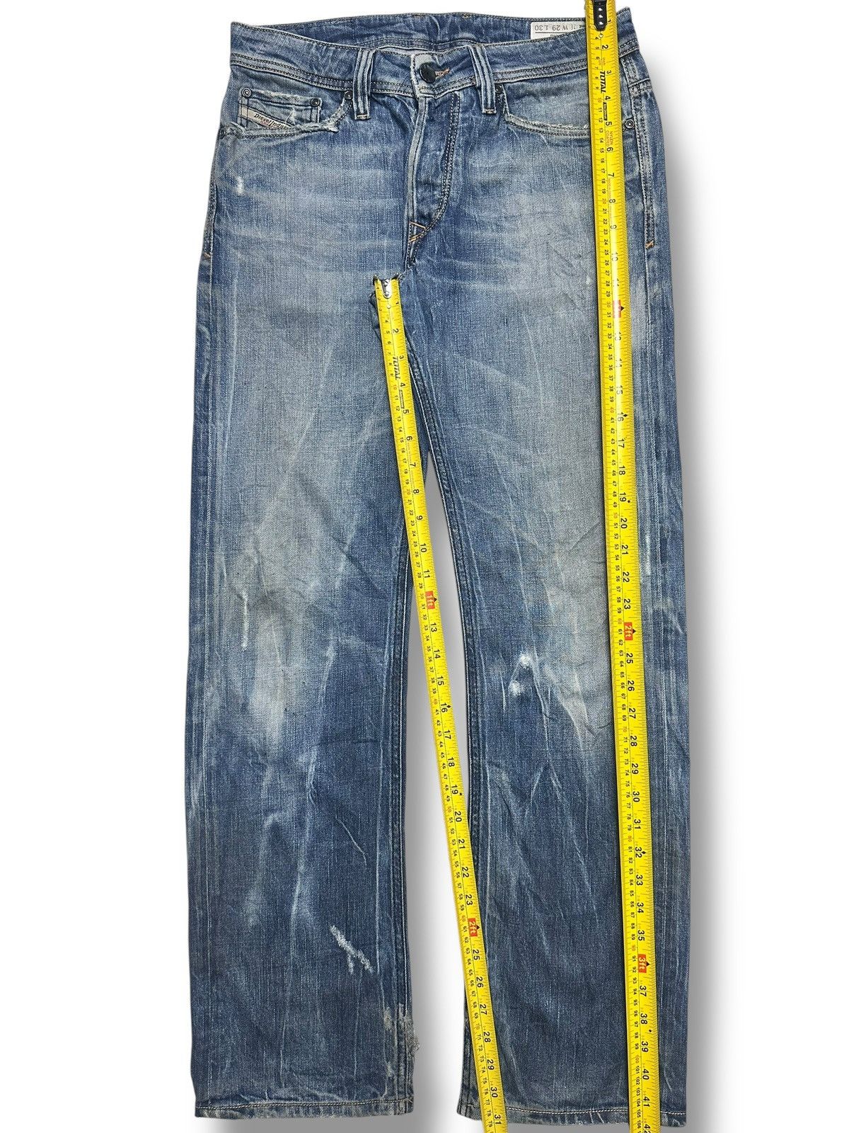 Diesel Diesel Viker Medium Blue Distressed Button Fly Faded Jeans Size US 31 - 20 Thumbnail