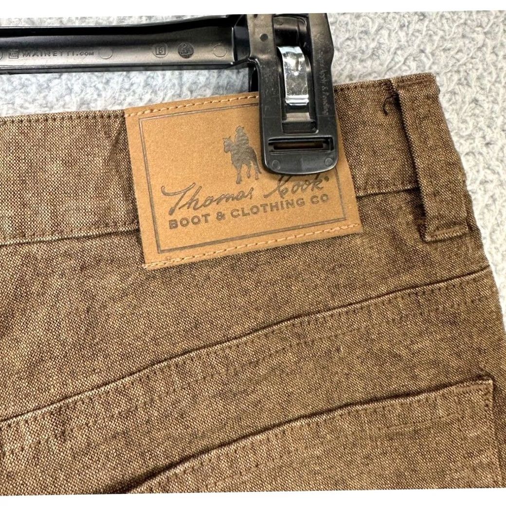 Denime Thomas Cook Jeans Mens 32 Tan Comfort Waist Straight Leg Denim Pants Logo Pocket Size US 32 / EU 48 - 6 Thumbnail