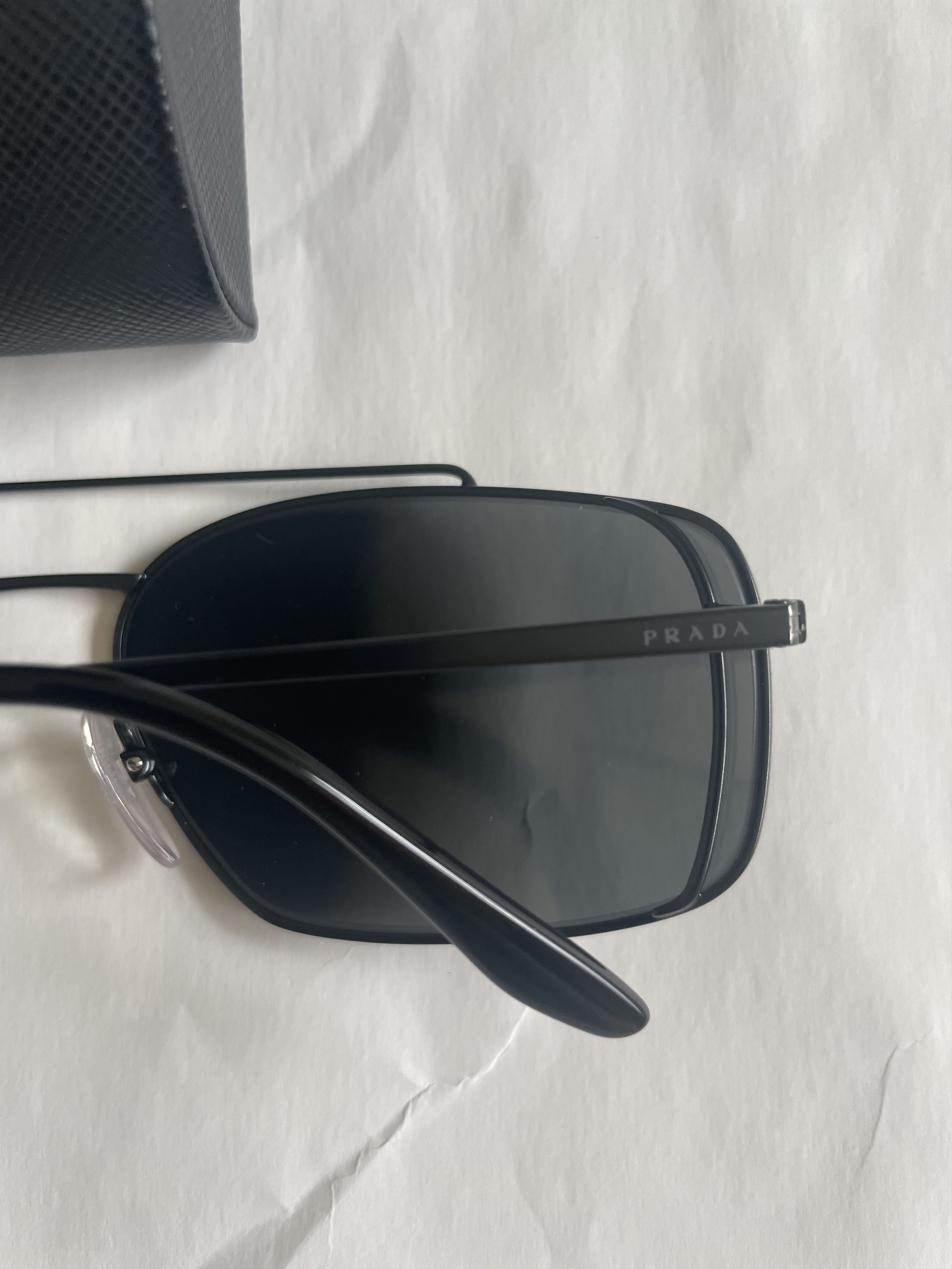 Prada Prada SPR 64V 1BO-1A1 Rectangular Black/Gray Lens Sunglasses Size ONE SIZE - 6 Thumbnail