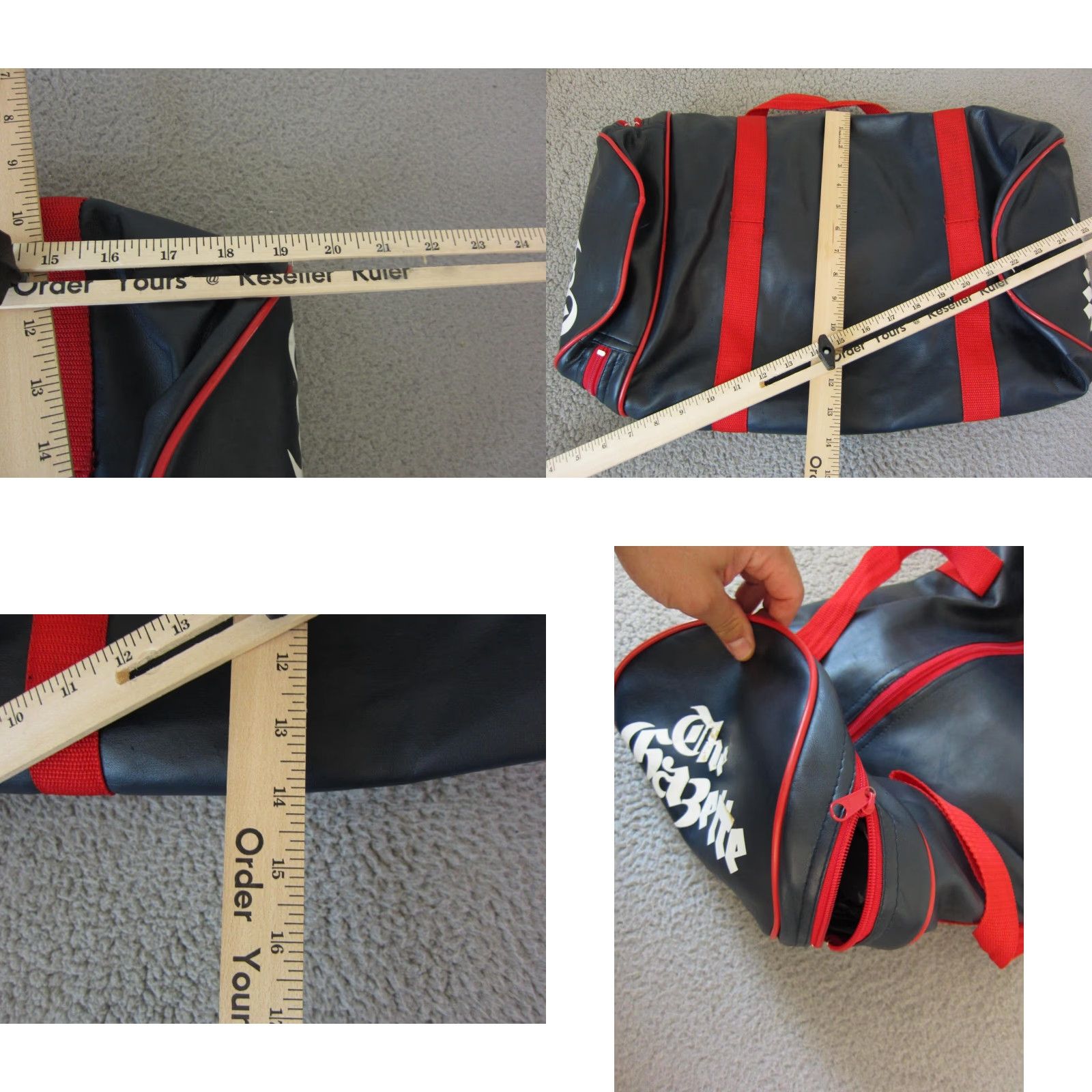 Vintage VINTAGE Gym Bag Blue Red Faux Leather Adult OS One Size Gazette Iowa Mens Size ONE SIZE - 8 Thumbnail