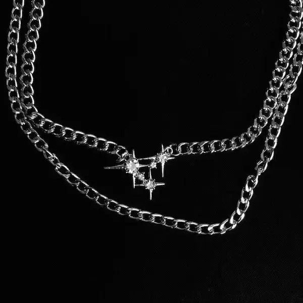 Jewelry Star Chains Tassel Layered Choker Necklaces Size ONE SIZE - 1 Thumbnail