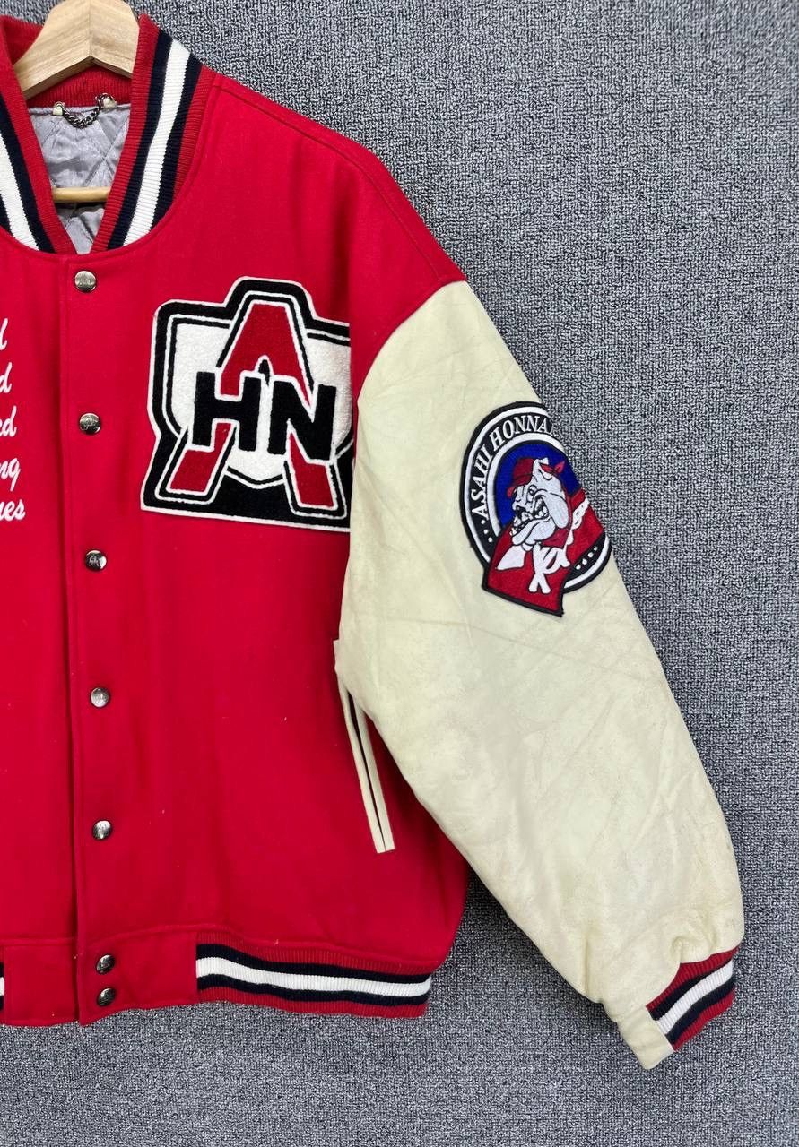 Japanese Brand Vintage Asahi Honnama Rare Wool Varsity Leather Jacket Size US M / EU 48-50 / 2 - 5 Thumbnail