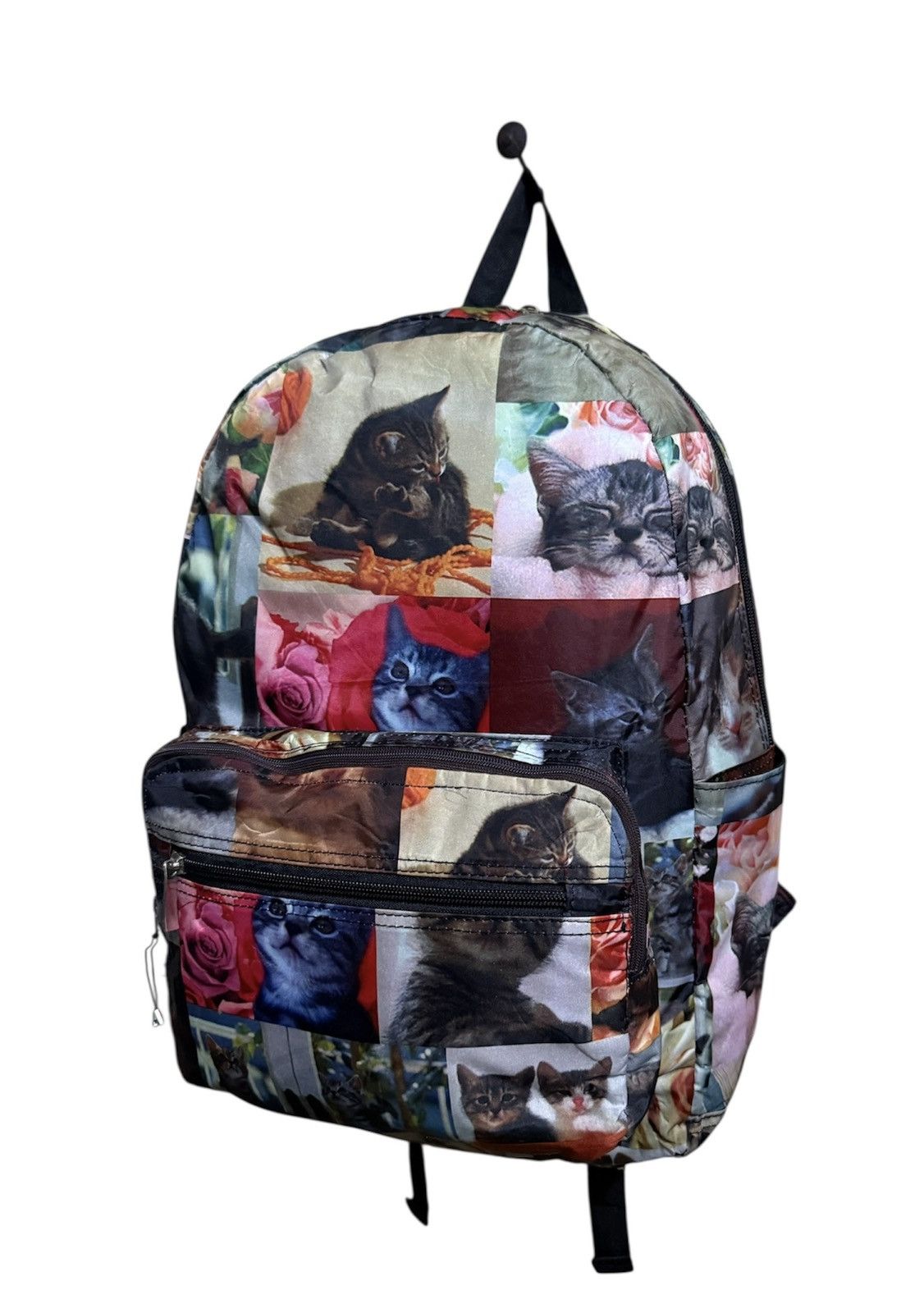 Japanese Brand Bagpack Featuring a Collage Print Of Cat Photos pink Roses Size ONE SIZE - 3 Thumbnail