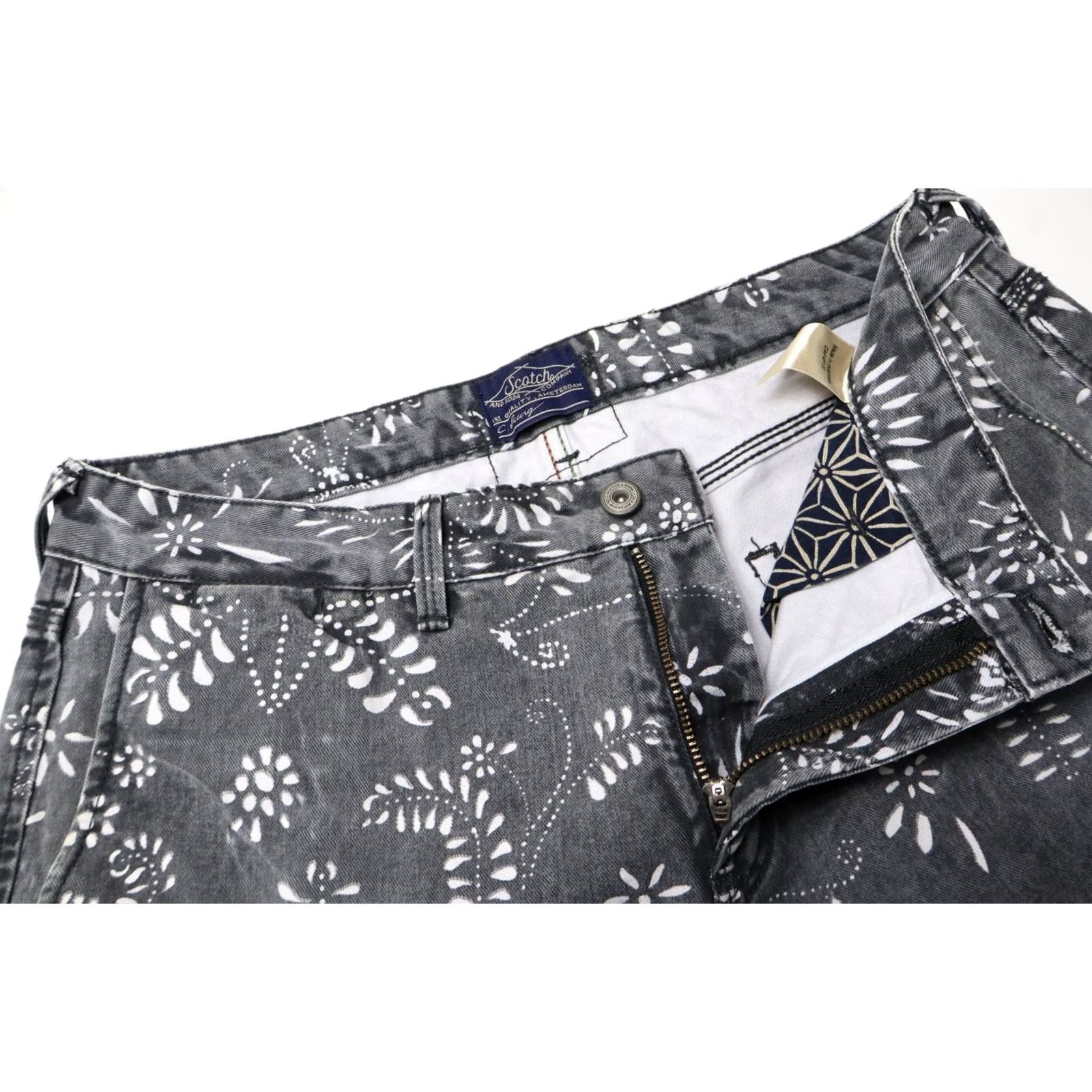 Scotch & Soda SCOTCH & SODA Men's Shorts W34 Grey Denim Chino Pocket Distressed Print Pattern Size US 34 / EU 50 - 4 Thumbnail