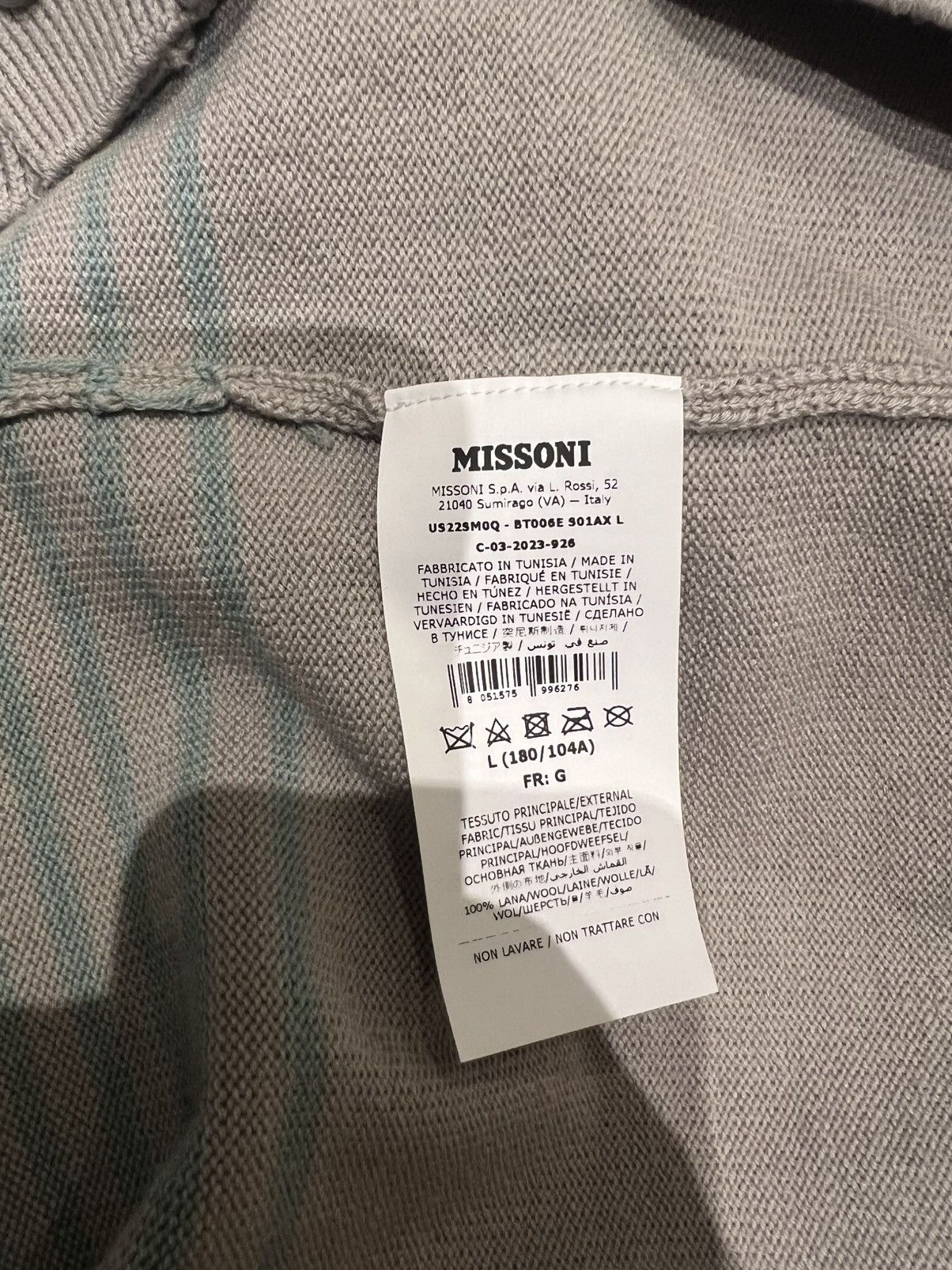 Missoni MISSONI Wool Striped Cardigan Multicolour Gray Large Jumper Size US L / EU 52-54 / 3 - 9 Thumbnail