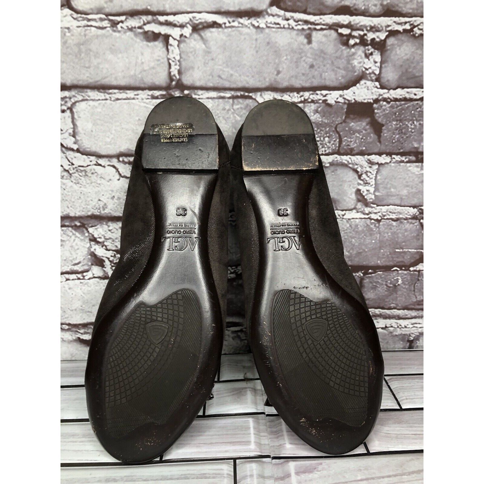 Other AGL Brown Suede Leather Cap Toe Strap Slip On Ballet Shoes W Size US 7.5 / IT 37.5 - 14 Thumbnail