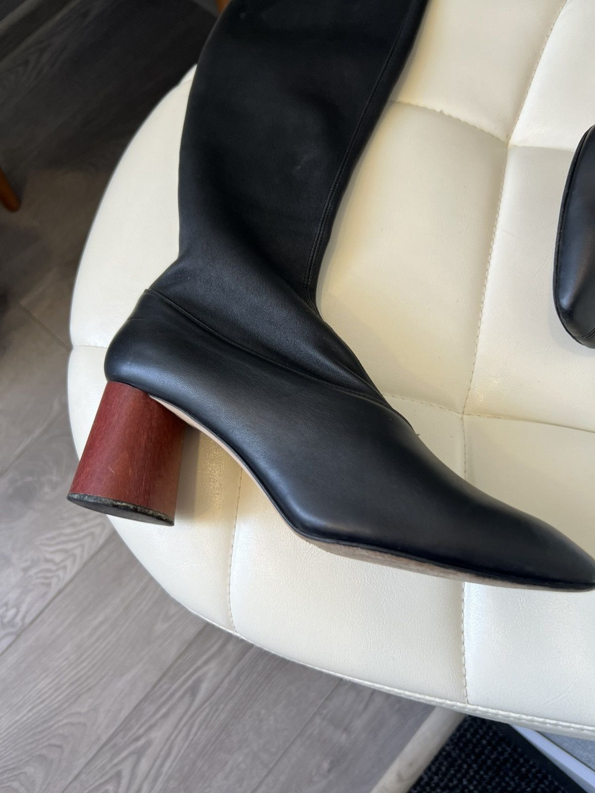 Helmut Lang Helmut Lang Black Leather Knee-High Boots Block Heel Size 39 Size US 9 / IT 39 - 15 Thumbnail