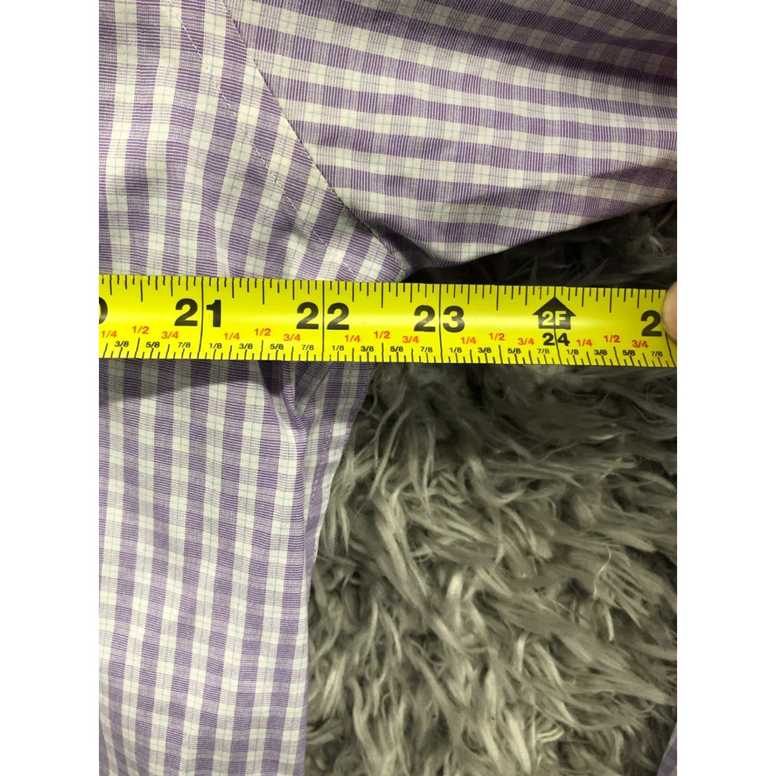 Joseph Abboud Joseph Abboud Shirt Mens Size 17 Purple Plaid Button-Up Knit Slim Regular Long Sleeve Shirt Size US XL / EU 56 / 4 - 4 Thumbnail