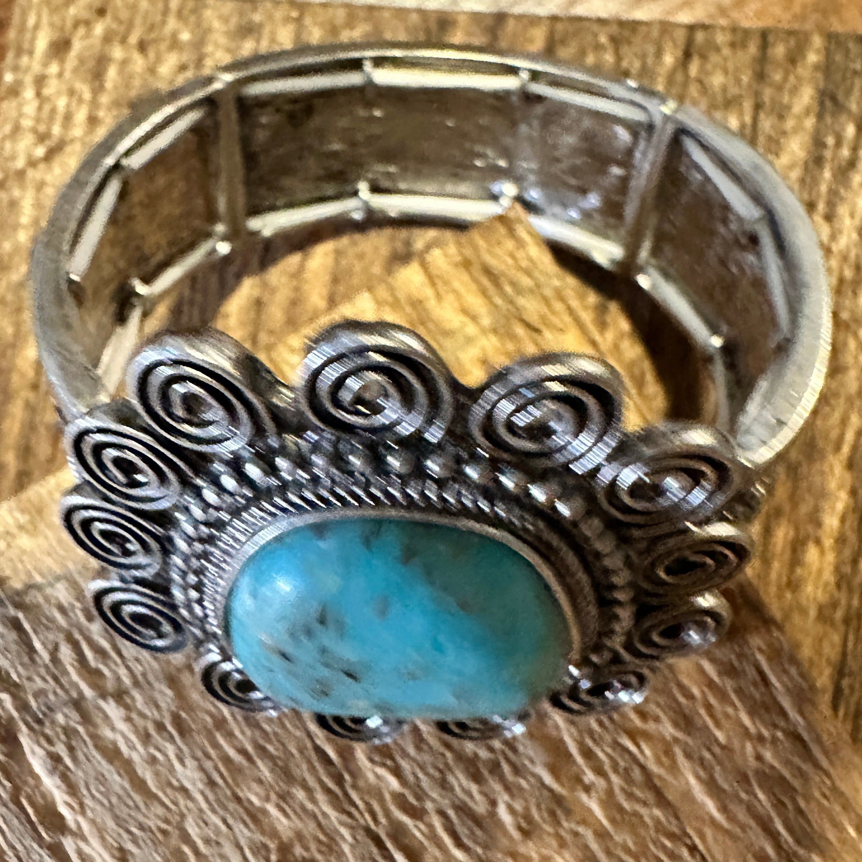 Other Boho Vintage Southwestern Cowgirl Scroll Cuff Bracelet, Turq Size ONE SIZE - 7 Thumbnail