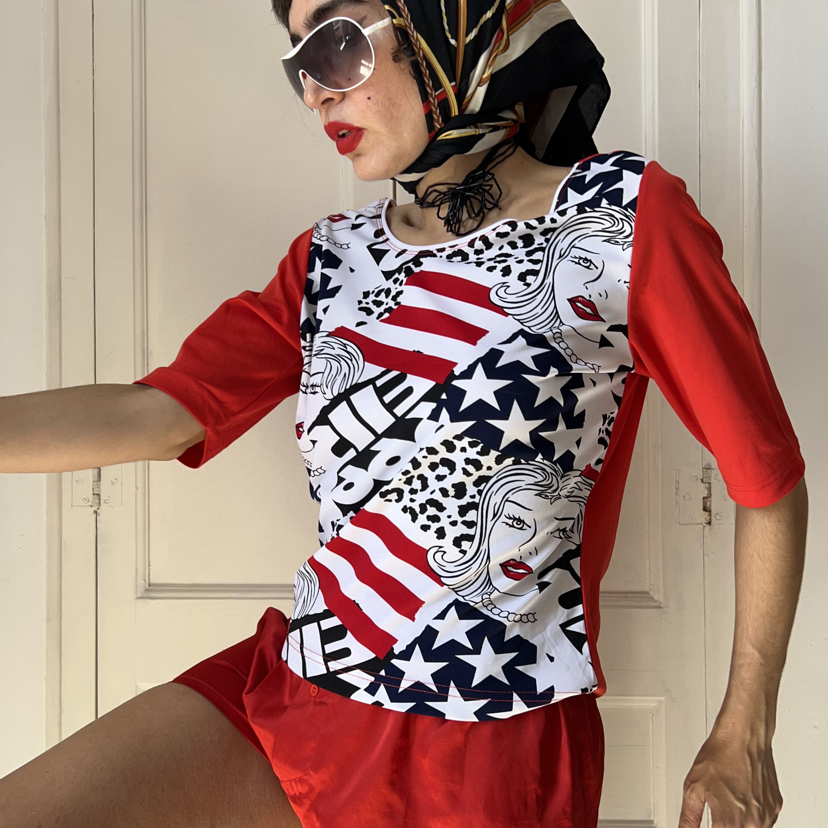 Vintage Vintage Y2K Patriotic Comic Pop Art Shirt Size XL / US 12-14 / IT 48-50 - 5 Thumbnail