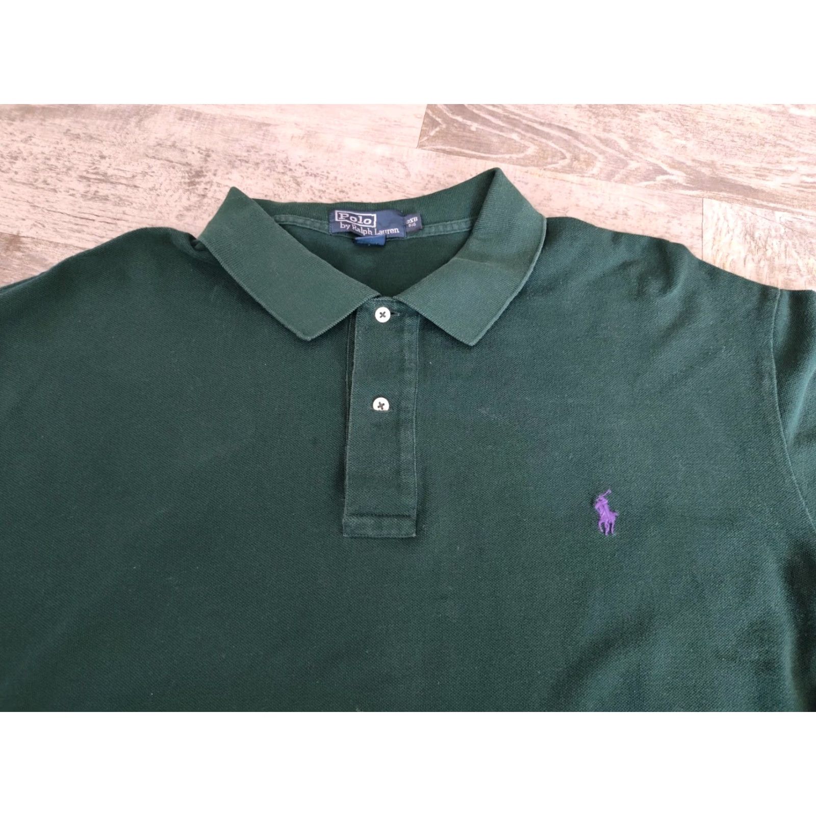 Polo Ralph Lauren VINTAGE Polo Ralph Lauren Green Rugby Shirt W/ Purple Pony Men's Big Size 3XB Size US XXL / EU 58 / 5 - 5 Thumbnail