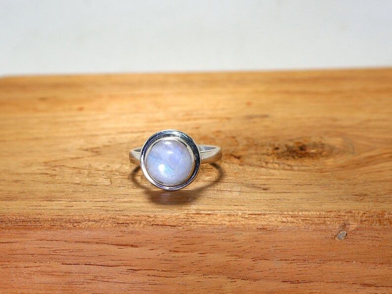 Handmade Moonstone Ring: Handmade Sterling Silver, June Birthstone Size ONE SIZE - 2 Thumbnail
