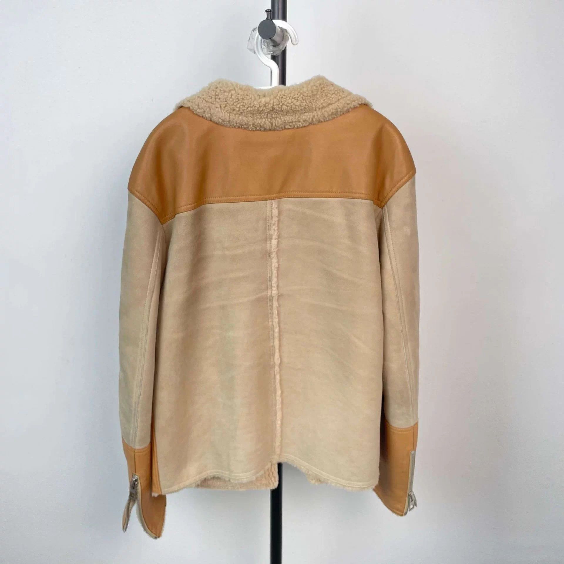 Loewe LOEWE wool shearling coat 170 brown gray colorblock Size XL / US 12-14 / IT 48-50 - 2 Thumbnail