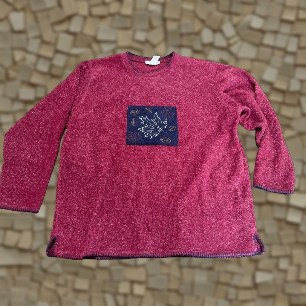 Vintage Bonnie Evans Sweater Women L Red Long Sleeve Leaves Pullover Casual Fall Spring Summer Regular Size L / US 10 / IT 46 - 1 Thumbnail