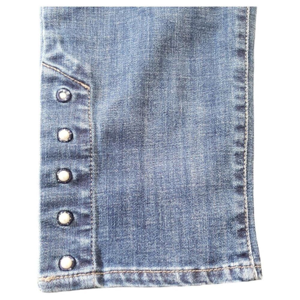 Chicos CT1499 Chico's Girlfriend slim Leg ankle Jean Pearl Detail Size 32" / US 10 / IT 46 - 2 Thumbnail