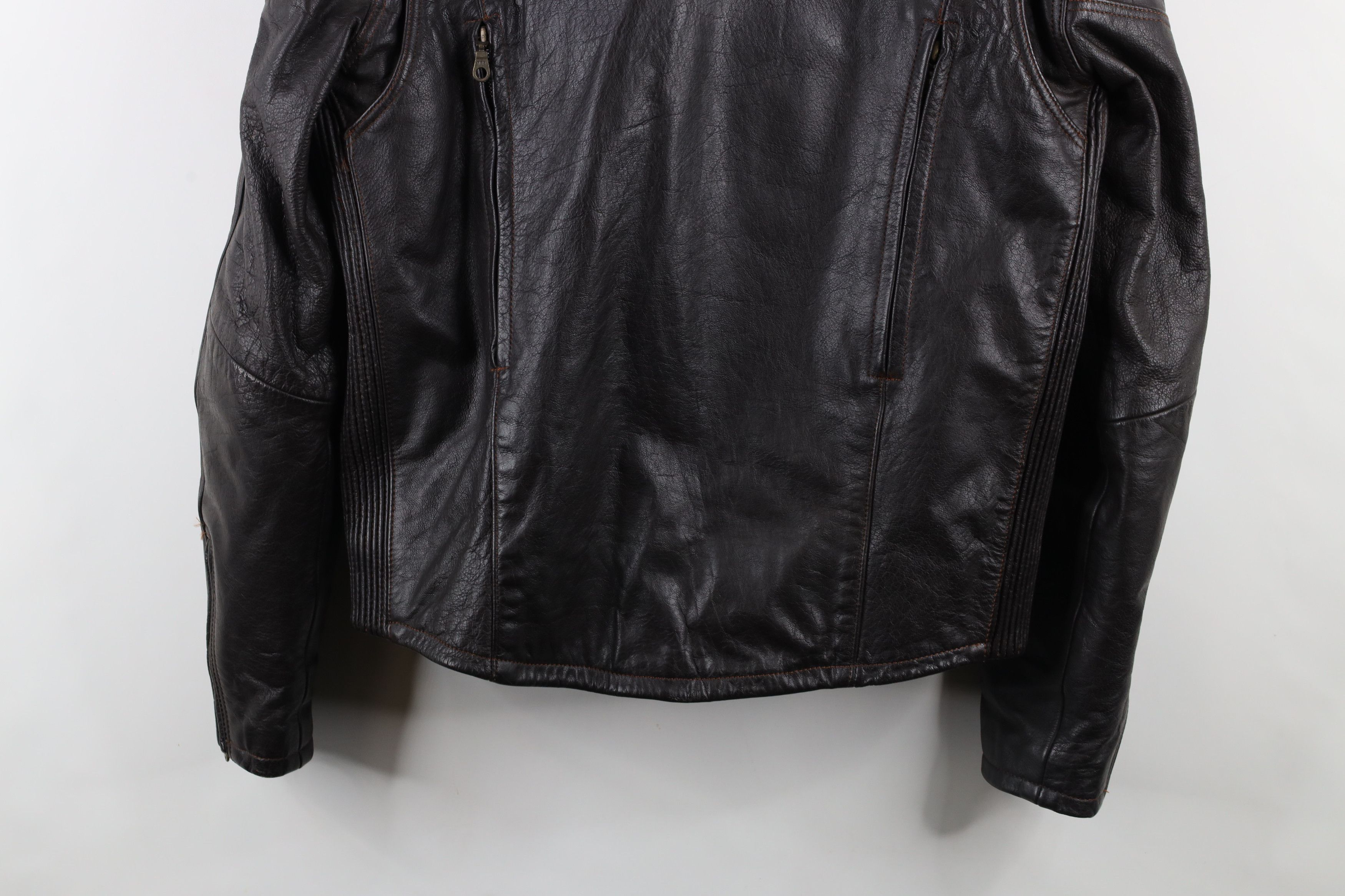 Vintage Vintage 90s Streetwear Italian Leather Racer Jacket Brown Size US L / EU 52-54 / 3 - 14 Thumbnail