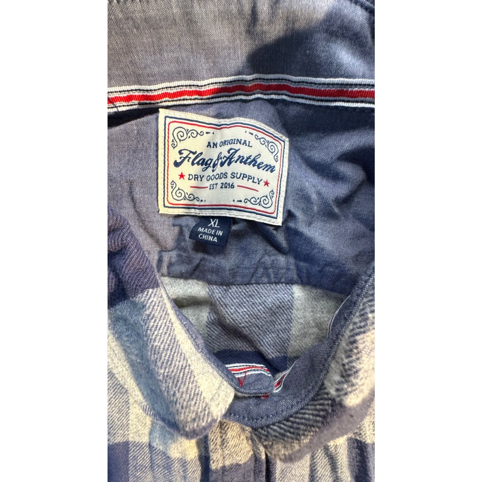 Flag & Anthem VINTAGE Flag & Anthem Long Sleeve Button Up Men's XL Blue Plaid Flannel Cotton Shirt Size US XL / EU 56 / 4 - 2 Thumbnail