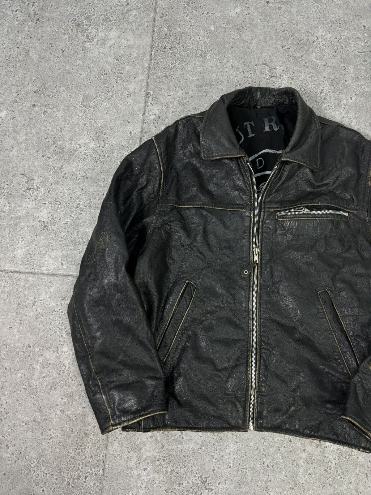 Japanese Brand Archive 2000s Distressed Faded Leather Jacket Avant Garde Size US M / EU 48-50 / 2 - 3 Thumbnail