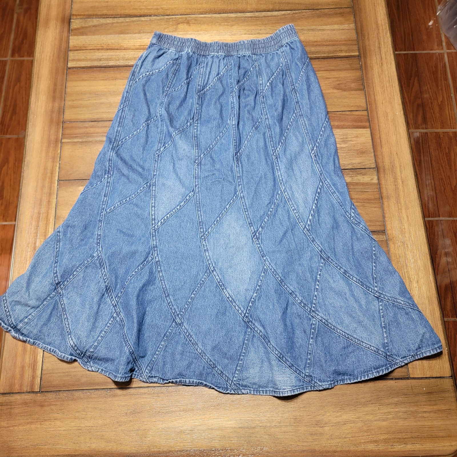 Other Studio West Thin Denim Maxi Flared Skirt - Size Small Size 28" / US 6 / IT 42 - 3 Thumbnail