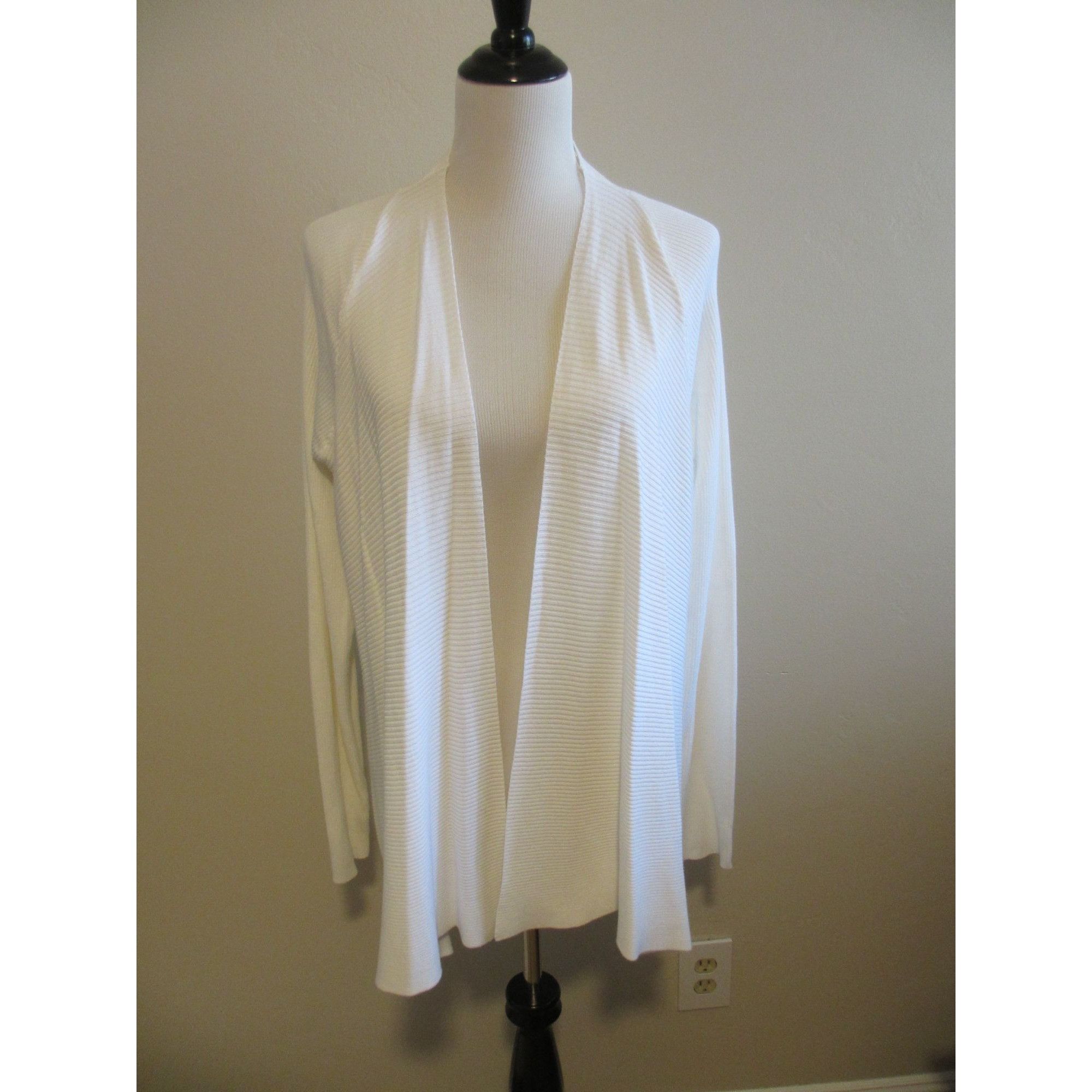 JCPenney Worthington Ribbed Open Front White Cardigan Sweater XL Ligh Size XL / US 12-14 / IT 48-50 - 1 Thumbnail