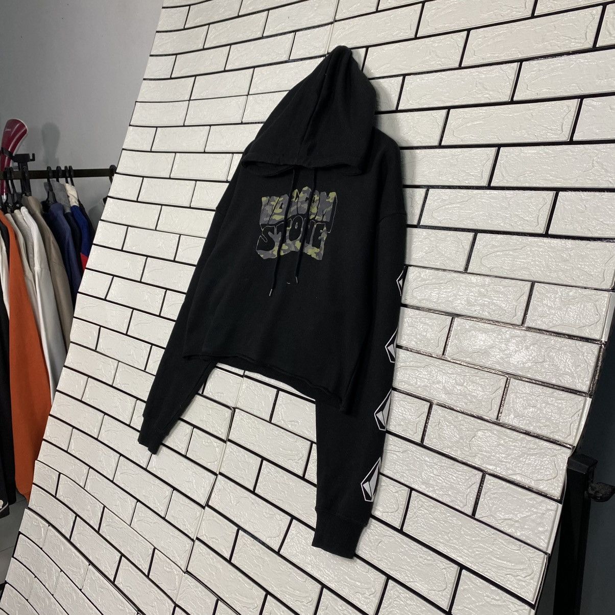 Japanese Brand 📌Cropped Striped Biker Hoodie Sweatshirt Volcom Big Logo Size US M / EU 48-50 / 2 - 3 Thumbnail