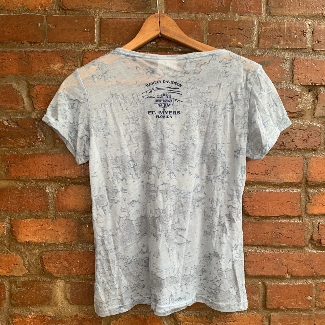 Harley Davidson × Vintage Y2K Harley Davidson Light Blue and Silver Burnout Tee Size S / US 4 / IT 40 - 3 Thumbnail