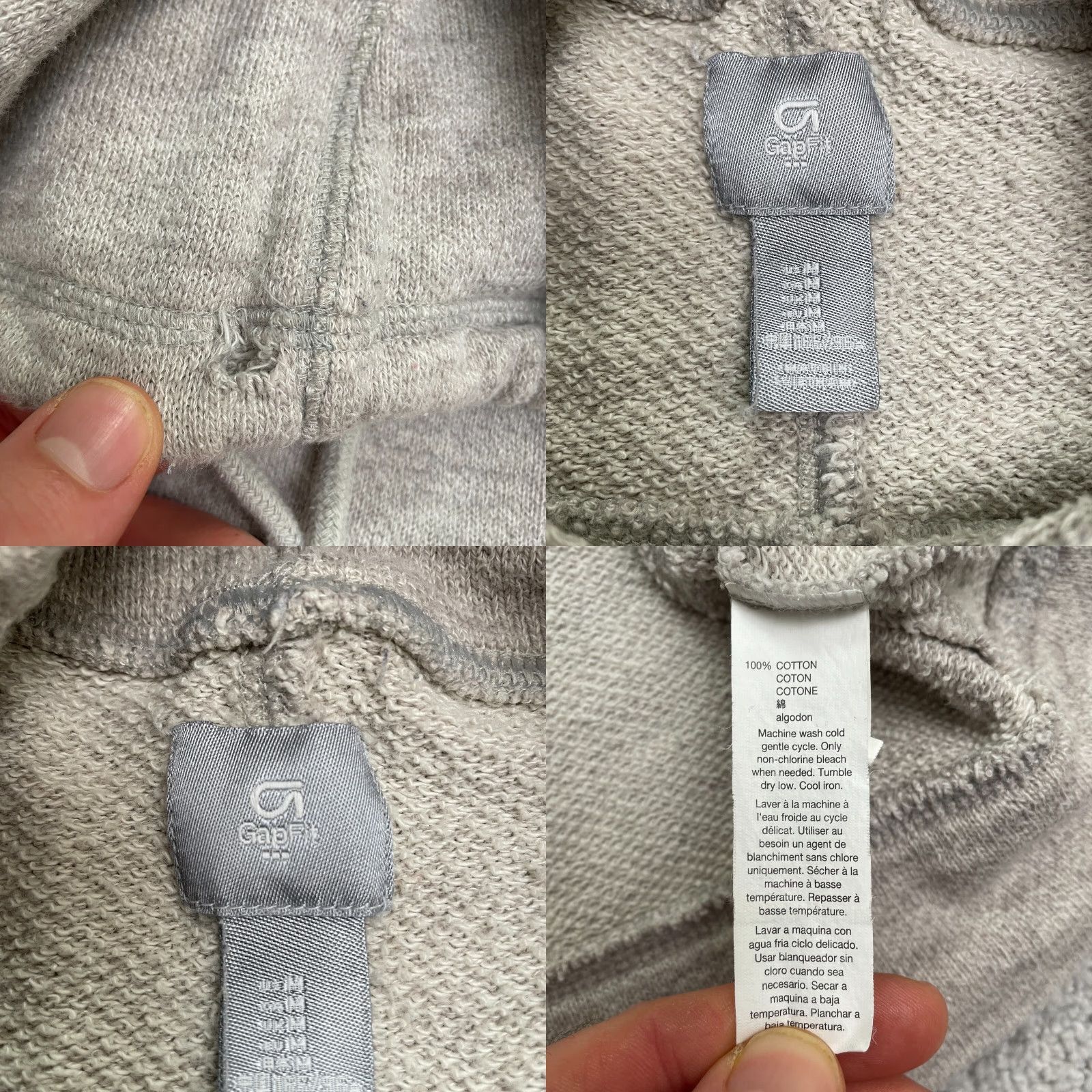 Gap Gap Fit Sweatshirt Womens Medium Beige Mock Neck Drawstring Thumbholes Pullover Size M / US 6-8 / IT 42-44 - 8 Thumbnail