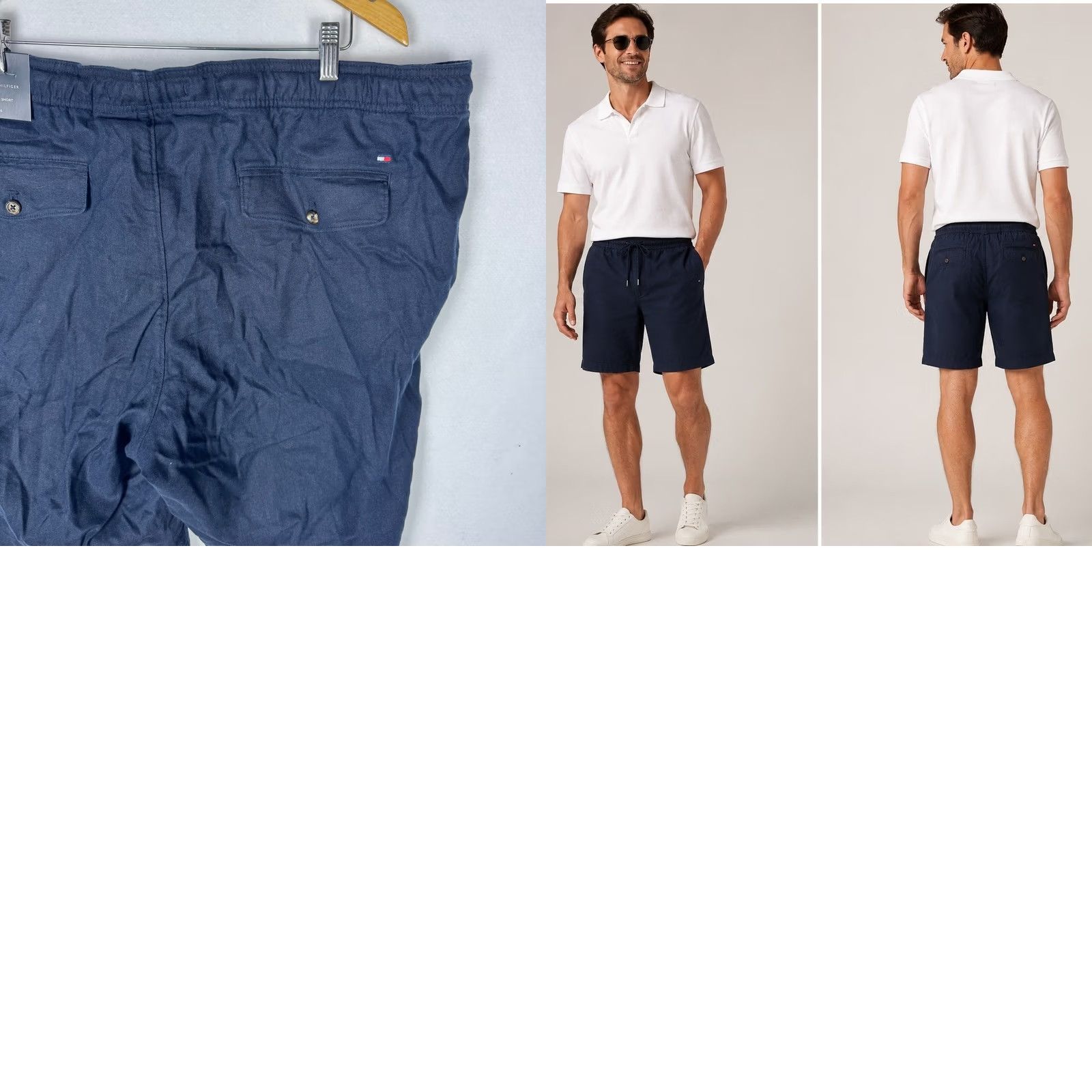 Tommy Hilfiger Tommy Hilfiger Mens Navy Blue Linen Blend Drawstring Shorts 46W MW39880 NEW Size US 30 / EU 46 - 9 Thumbnail